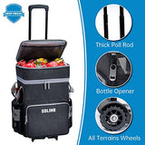 72-Can Large Rolling Cooler, Leakproof Insulated Soft Cooler Bag with Wheels and Handle Collapsible for Beach Camping Patio Travel Outdoor
