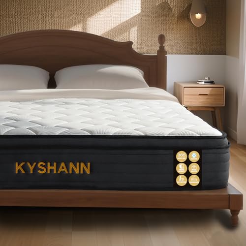 Queen Size 12 Inch Memory Foam Hybrid Mattress, Cooling Gel with Pocketed Coils for Pressure Relief, Motion Isolation, Medium Firm, 365-Night Trial, 10-Year Warranty, Mattress in a Box