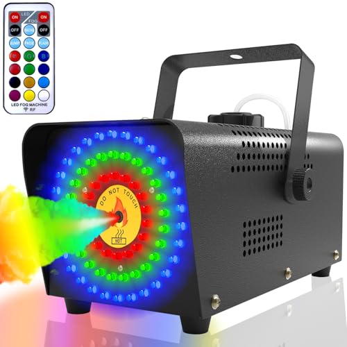IMONE Smoke Machine with 72 LED Lights, Fog Machine with Remote Control, 500W and 2000 CFM Spray, Perfect for Wedding, Halloween, Party and Stage Effect