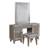Pemberly Row Contemporary Wood 3-piece Vanity Set in Metal Finish
