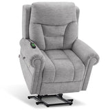 MCombo Triple Motor Power Lift Recliner Chair with Massage and Lumbar&seat Heating, Rolled Arms, Adjustable Headrest for Elderly People, Fabric 7888 (Coffee, Medium)