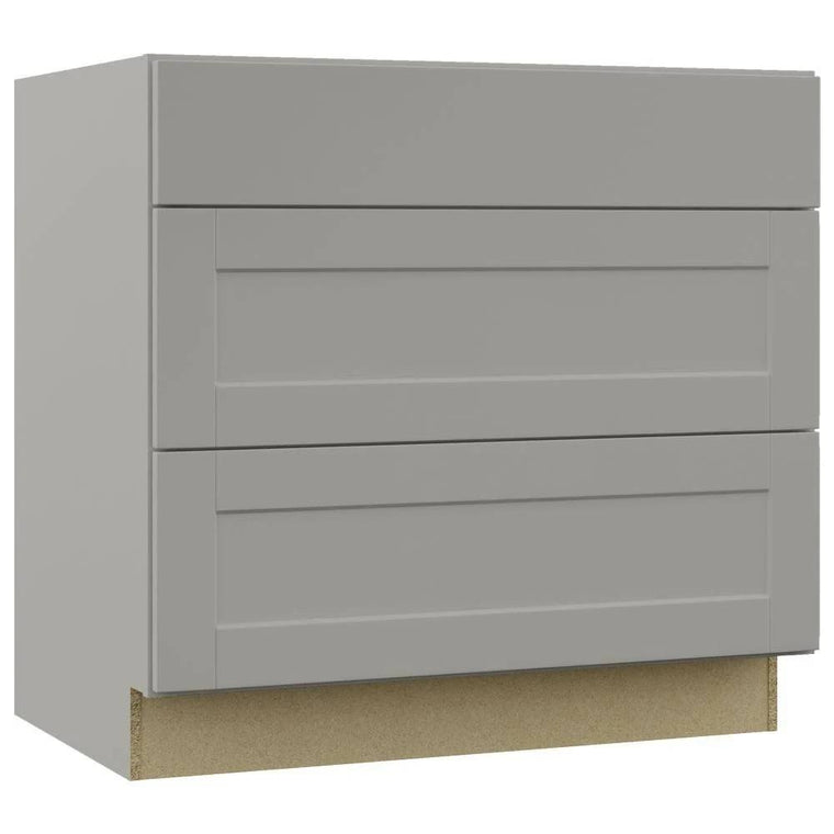 Hampton Bay KDB36-SDV Shaker Dove Gray Stock Assembled Pots and Pans Drawer Base Kitchen Cabinet (36 in. x 34.5 in. x 24 in.)